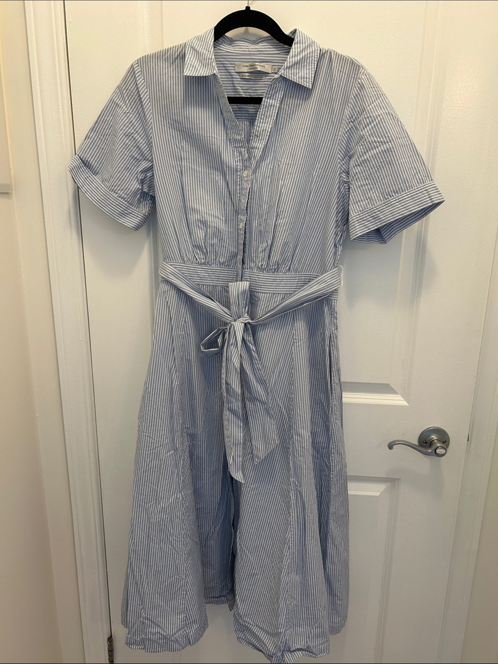 Blue and White Striped Summer Dress - Picture 3 of 5
